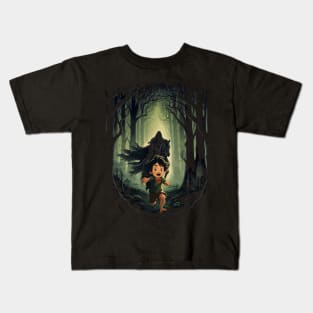 Dark Persuit - Halfling Fleeing from a Black Rider - Fantasy Kids T-Shirt